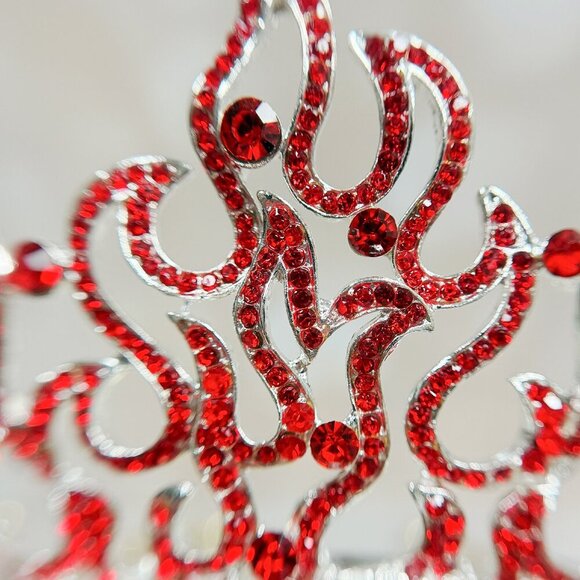 Flame of Fire Crown, Holy Fire Tiara, Red Crystal Crown, Silver Crown Tiara main image 8